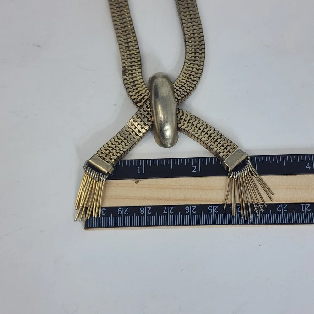 Brookraft Art Deco Necklace Womens Goldtone Mesh‎ Vintage Fringe Tassel